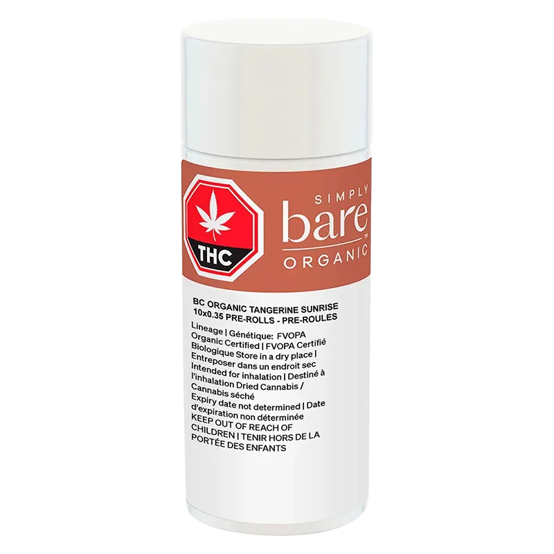 Simply Bare 3.5 g BC Organic Tangerine Sunrise PR 10 x 0.35 g Pre-Rolls