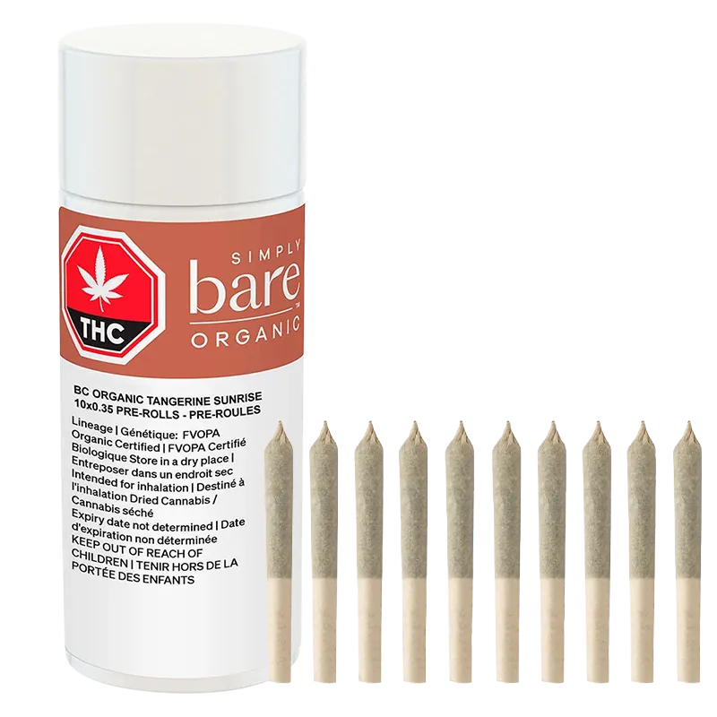 Simply Bare 3.5 g BC Organic Tangerine Sunrise PR 10 x 0.35 g Pre-Rolls