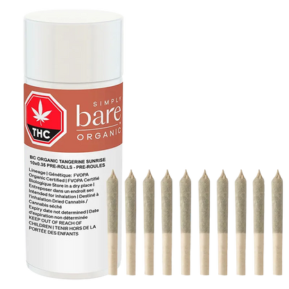 Simply Bare 3.5 g BC Organic Tangerine Sunrise PR 10 x 0.35 g Pre-Rolls