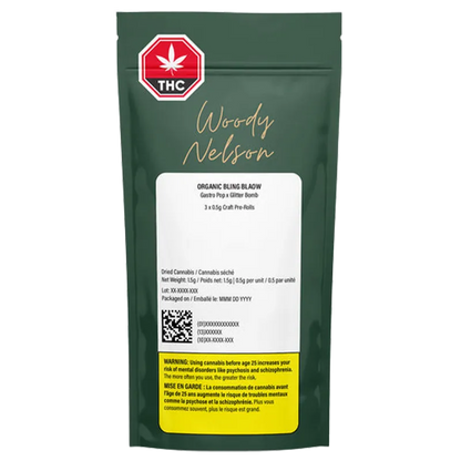 Woody Nelson 1.5 g Organic Bling Blaow Craft PR 3 x 0.5 g Pre-Rolls