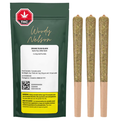 Woody Nelson 1.5 g Organic Bling Blaow Craft PR 3 x 0.5 g Pre-Rolls