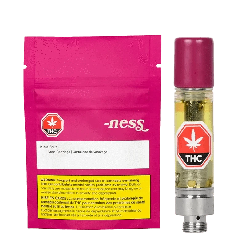 Ness Ninja Fruit Vape Cartridge Hybrid 1g THC Terpenes: Lowest