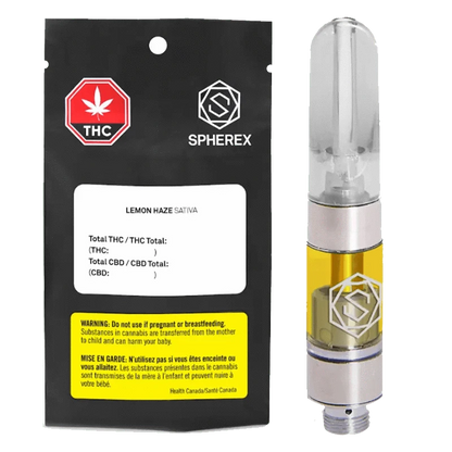 Close-up of the Lemon Haze Pax Pod against a black background with branding and regulatory text in French.