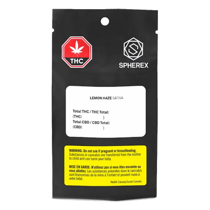 A close-up of the Lemon Haze Pax Pod packaging with warnings and branding against a white background.