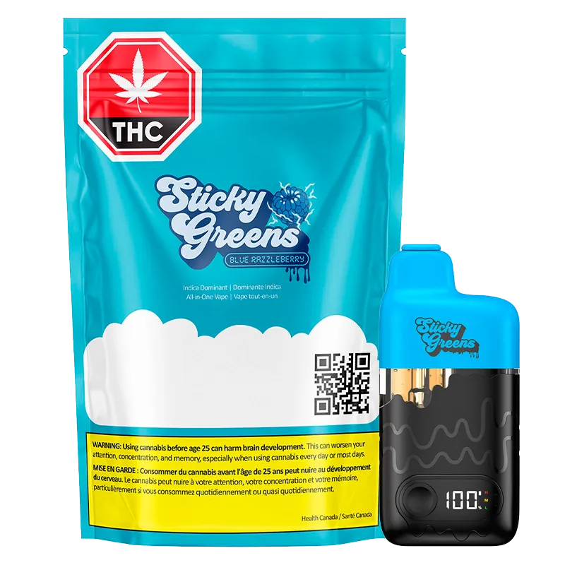 Sticky Greens 0.95 g Blue Razzleberry Disposable Vape Vapes