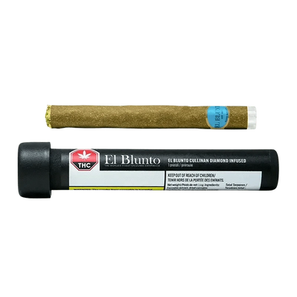 Close-up of the Cullinan Diamond Infused Pre Rolled 1 x 2 g, displaying a colorful label against its wrapped form.