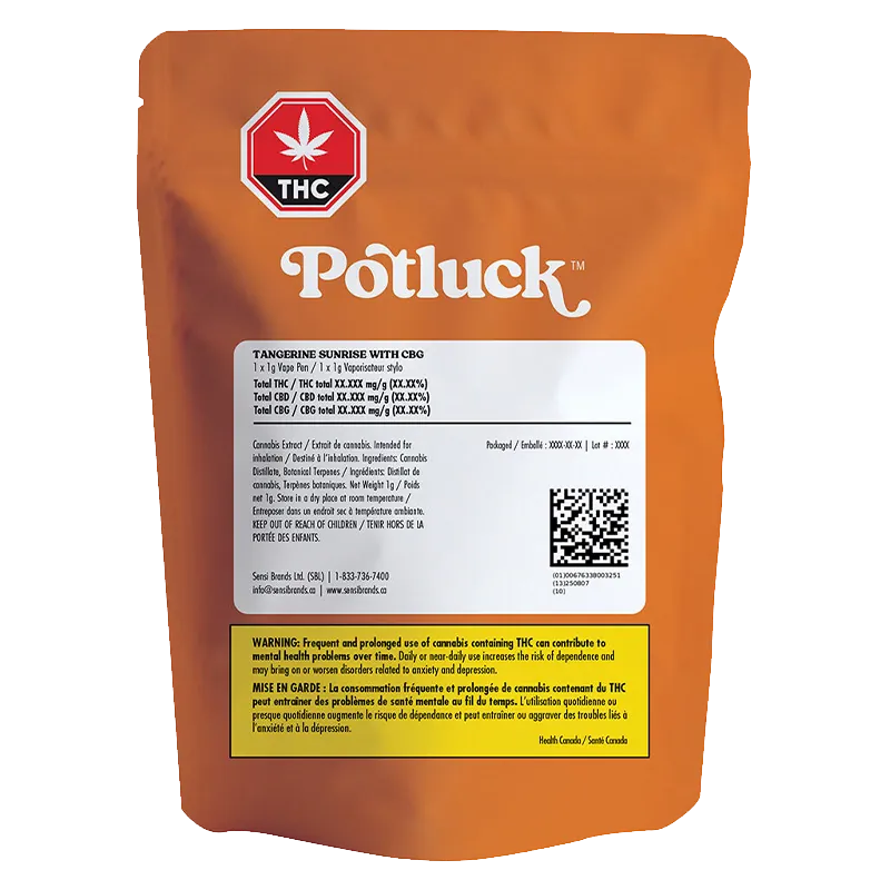 Potluck Tangerine Sunrise CBG Disposable Vape 1g Sativa: Lowest Price | Canna Cabana Potluck Tangerine Sunrise CBG Disposable Vape 1g Sativa: Lowest Price | Canna Cabana