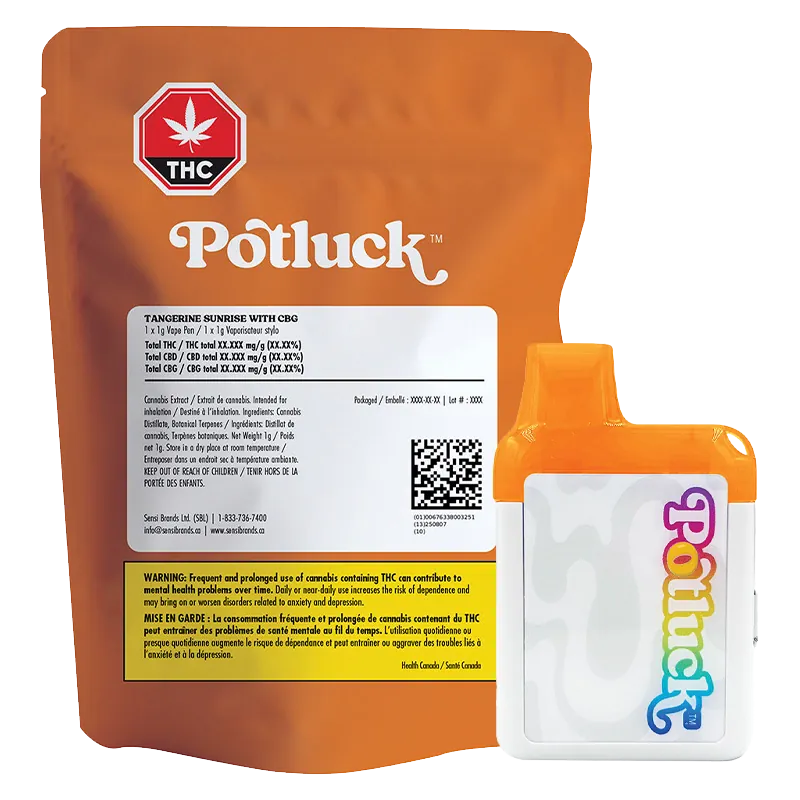 Potluck Tangerine Sunrise CBG Disposable Vape 1g Sativa: Lowest Price