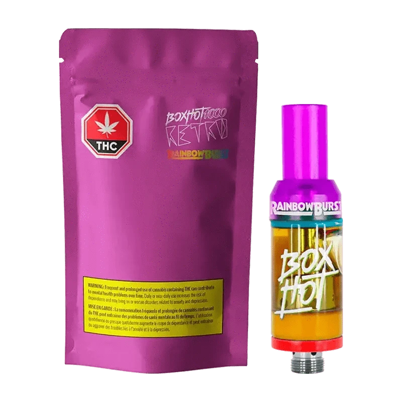 BOXHOT 1000 Rainbow Burst THC Vape Cartridge Flavors: Lowest Price | Canna Cabana BOXHOT 1000 Rainbow Burst THC Vape Cartridge Flavors: Lowest Price | Canna Cabana