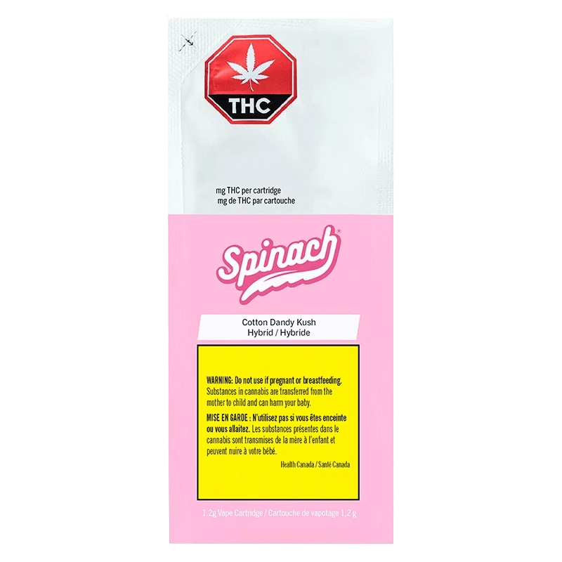 Spinach 1.2 g Spinach Cotton Dandy Kush 1.2g Hybrid Vape Cart - 1000mg THC 510 Carts