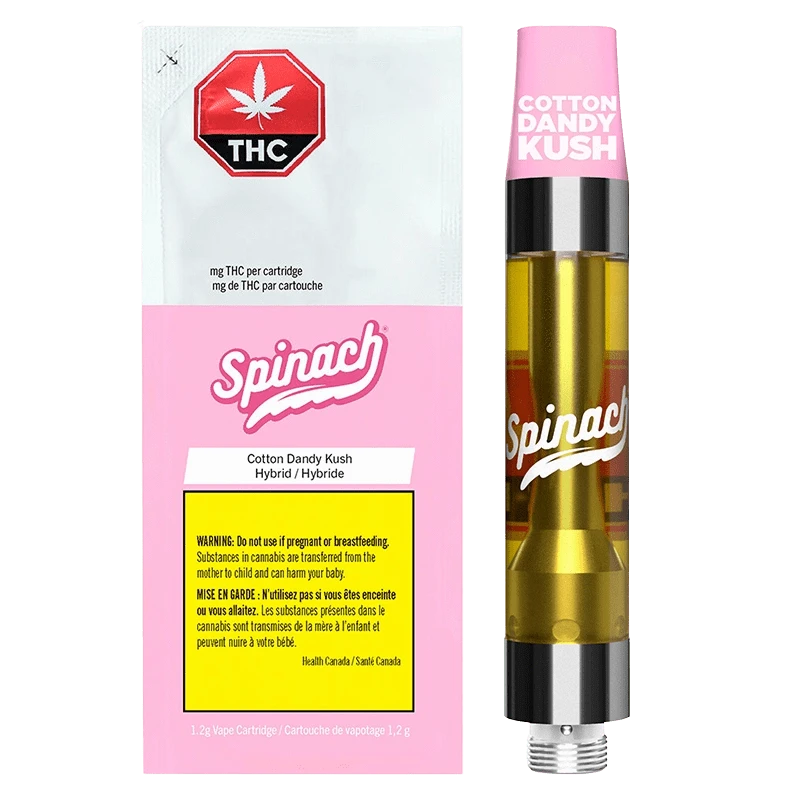 Spinach 1.2 g Spinach Cotton Dandy Kush 1.2g Hybrid Vape Cart - 1000mg THC 510 Carts