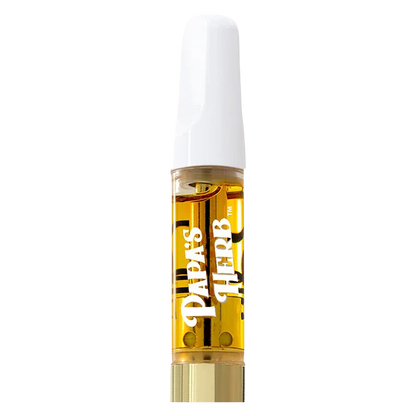 Centered vertical studio shot of the Blueberry Zlshie Vape Cartridge with amber oil visible through clear casing and a white mouthpiece.