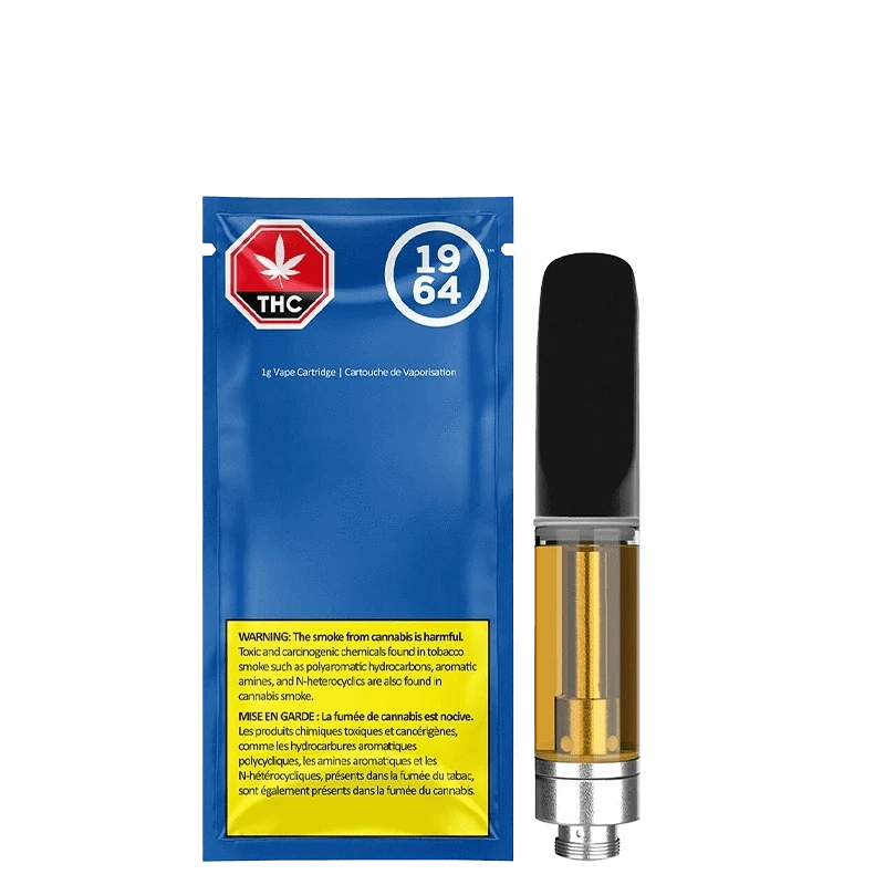 Close-up of the Blue Dream FSE Resin Vape Cartridge, showing a metallic tip against a dark background.