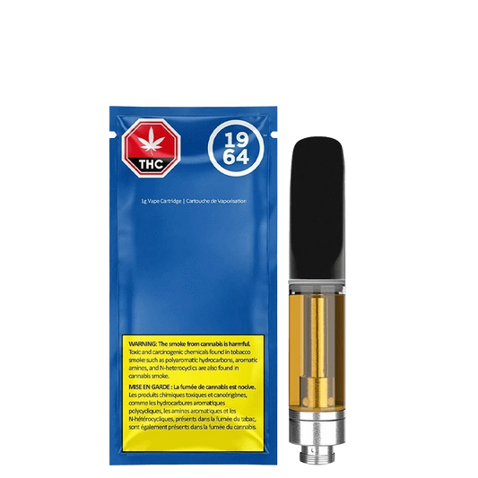 Close-up of the Blue Dream FSE Resin Vape Cartridge, showing a metallic tip against a dark background.
