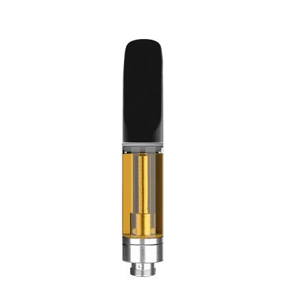 Front view of the Blue Dream FSE Resin Vape Cartridge, showing the clear tank and metallic connection details.