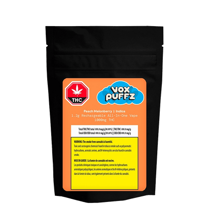 Vox Puffz Peach Melonberry 1000mg THC Disposable Vape Pen: Lowest Price | Canna Cabana Vox Puffz Peach Melonberry 1000mg THC Disposable Vape Pen: Lowest Price | Canna Cabana