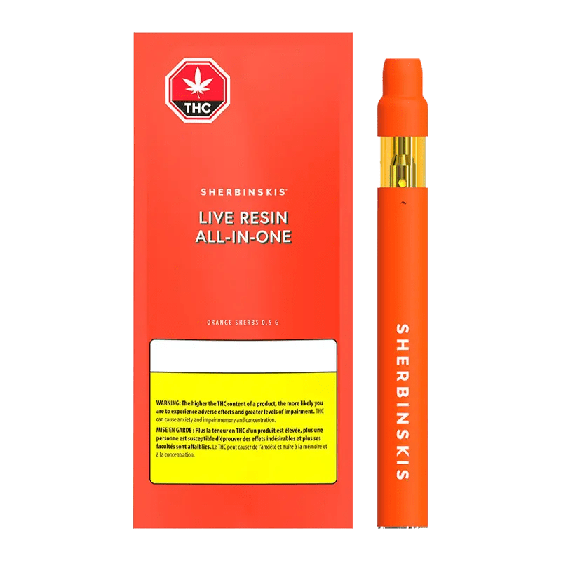 Sherbinskis 0.5 g Orange Sherbs Live Resin AIO Disposable Vape All-In-Ones