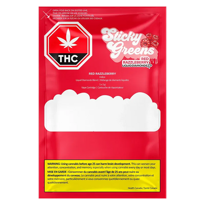 Sticky Greens 1 g Sticky Greens Red Razzleberry Liquid Diamond Vape Cartridge Liquid Diamond Carts