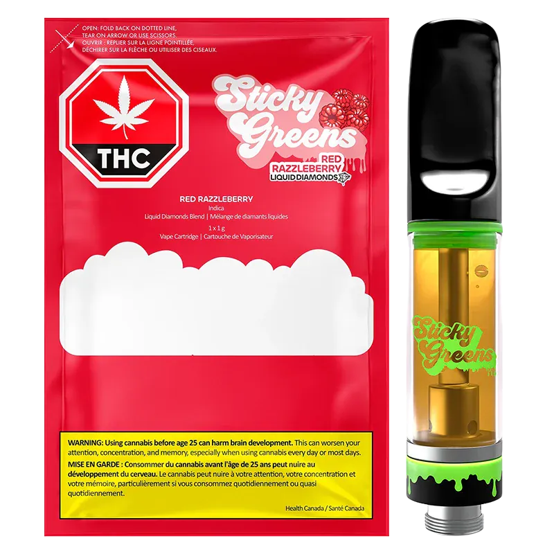 Sticky Greens Red Razzleberry Liquid Diamond Vape Cartridge