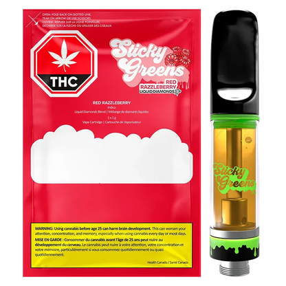 Sticky Greens 1 g Sticky Greens Red Razzleberry Liquid Diamond Vape Cartridge Liquid Diamond Carts