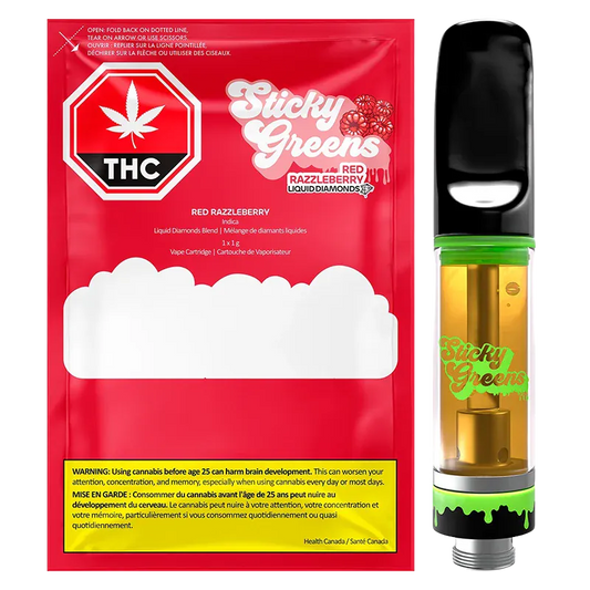 Sticky Greens 1 g Sticky Greens Red Razzleberry Liquid Diamond Vape Cartridge Liquid Diamond Carts