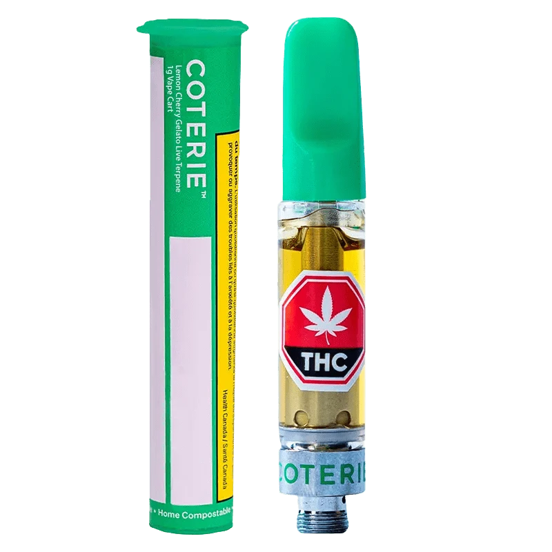 Coterie Lemon Cherry Gelato High THC Vape, 1g Indica: Lowest Price | Canna Cabana Coterie Lemon Cherry Gelato High THC Vape, 1g Indica: Lowest Price | Canna Cabana