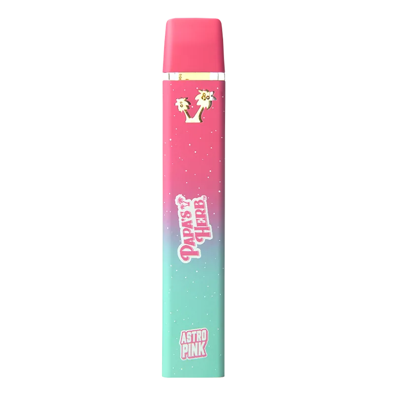 Vertical front view of the Astro Pink Saucy Diamond Disposable Vape in pink-to-teal gradient with white speckles and branded logos.