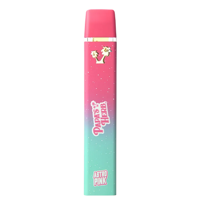 Vertical front view of the Astro Pink Saucy Diamond Disposable Vape in pink-to-teal gradient with white speckles and branded logos.