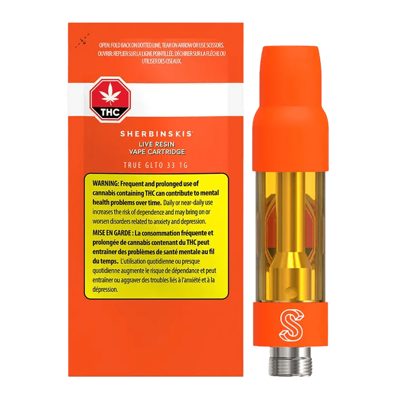 Sherbinskis 1 g True GLTO 33 Live Resin Vape Cartridge Vapes