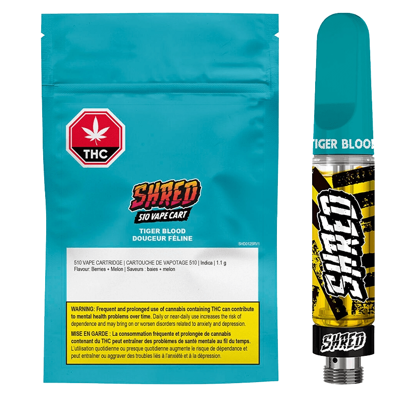 Shred Tiger Blood Vape Cartridge 1ml - High THC Cannabis Oil: Lowest Price | Canna Cabana Shred Tiger Blood Vape Cartridge 1ml - High THC Cannabis Oil: Lowest Price | Canna Cabana