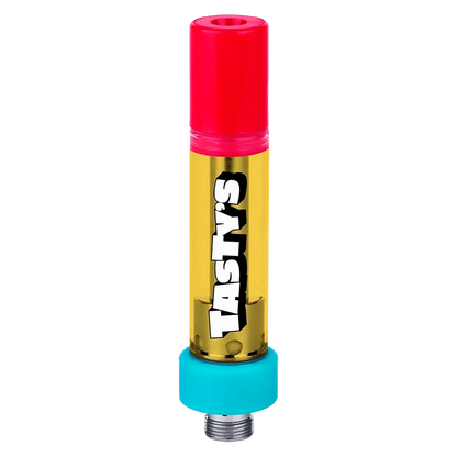 A close-up view of the Strawberry Ice Vape Cartridge with a silver tip and white base against a plain background.