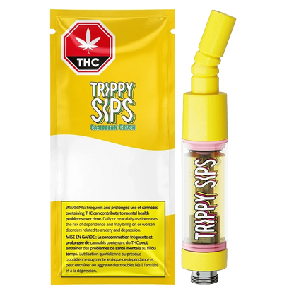 Front view of the Caribbean Crush-Liquid Diamond Vape Cartridge with a stark white background and vibrant text labels.