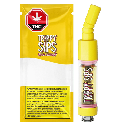 Front view of the Kool Cherry-Liquid Diamond Vape Cartridge packaging with a warning against prolonged use.