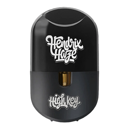 Front view of the Hendrix Haze Live Resin Liquid Diamond AIO Vape Cartridge with a sleek, dark finish.
