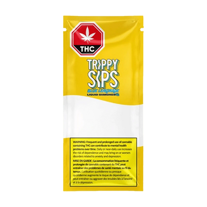 Front view of the Blue Lemonade Liquid Diamond Vape Cartridge packaging against a black background, featuring a warning label.