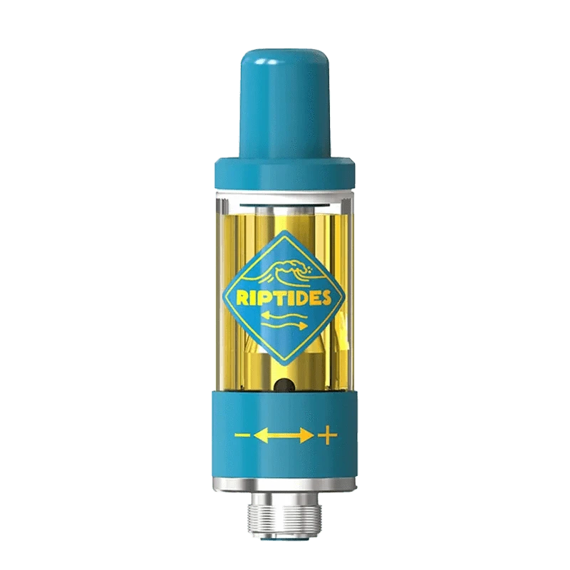 Front view of the Frozen Orchard Vape Cartridge with a clear tank and silver base, angled against a plain white background.