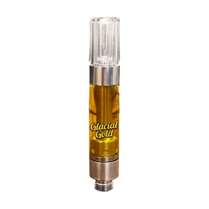 Front view of the Atmosphere Twisted Citrus Vape Cartridge, featuring a silver metal base and clear glass chamber.