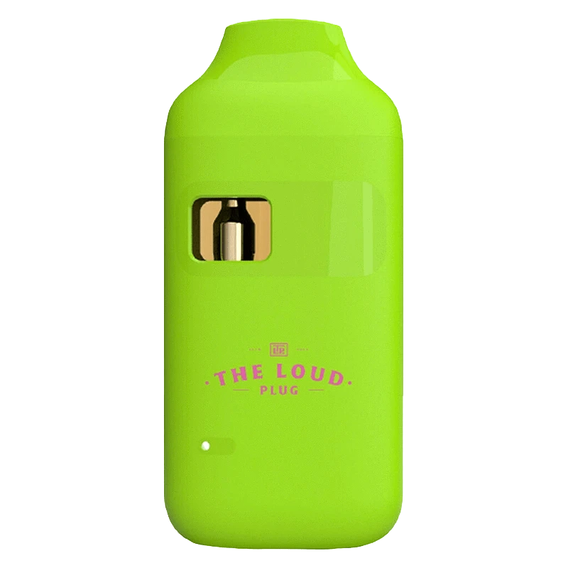 Front view of the Pink Guava Live Resin All-in-one Disposable Vape, showcasing its sleek, cylindrical design against a plain white background.