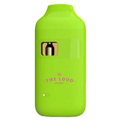 Front view of the Pink Guava Live Resin All-in-one Disposable Vape, showcasing its sleek, cylindrical design against a plain white background.