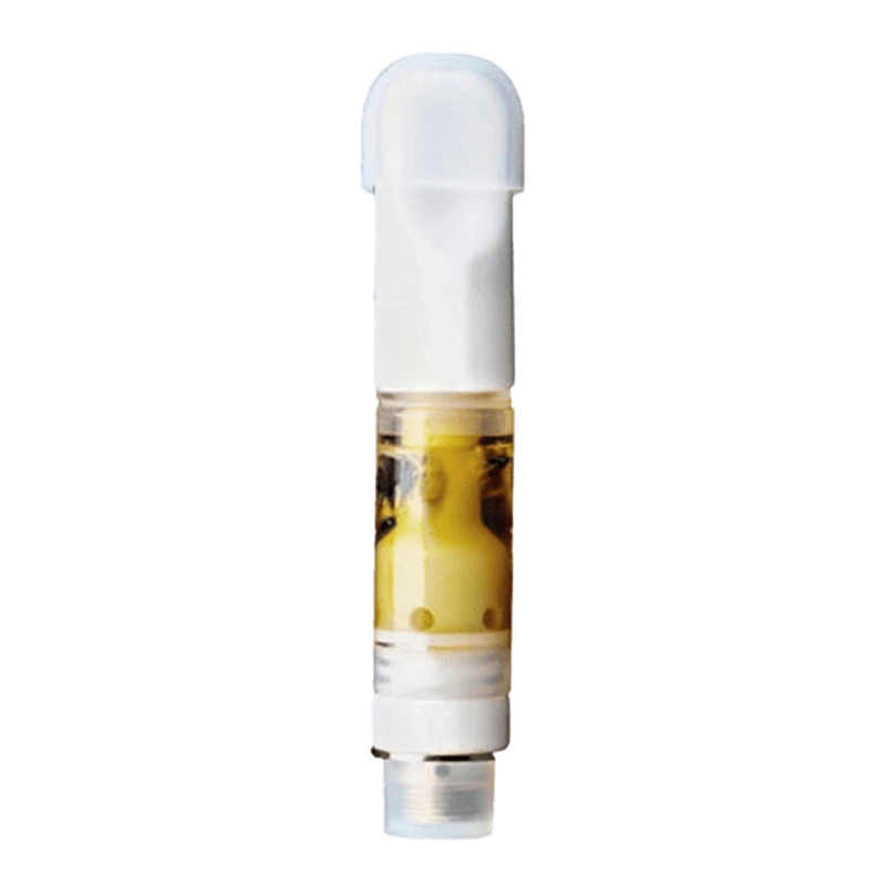 Front view of the Terp In Time Live Rosin Vape Cartridge, showcasing its sleek, silver metallic casing.