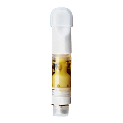 Front view of the Terp In Time Live Rosin Vape Cartridge, showcasing its sleek, silver metallic casing.