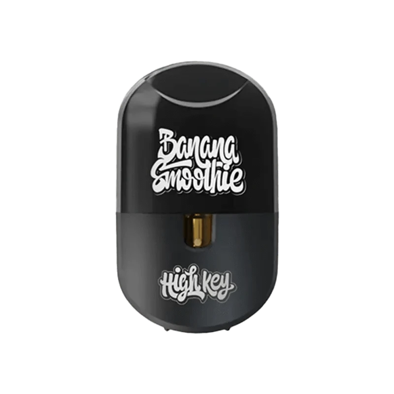 A centered, close-up shot of the Banana Smoothie Live Resin Liquid Diamond Disposable Vape, showing its sleek, cylindrical shape.