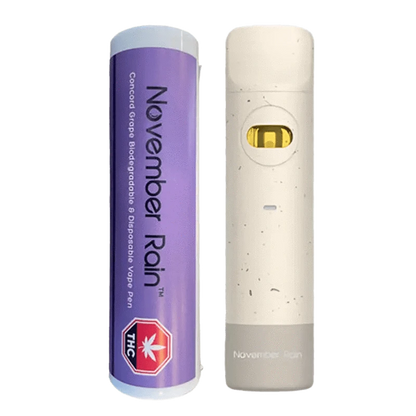 Front view of the Concord Grape Biodegradable Disposable Vape Pen, a white cylinder with a minimalist design.