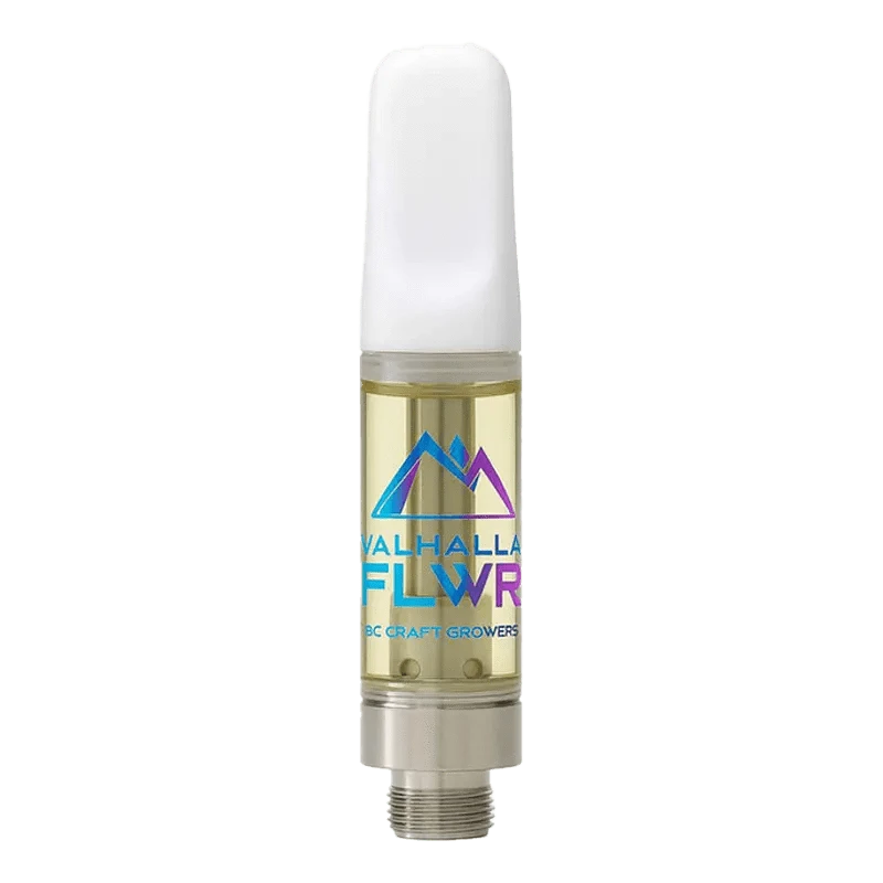 A studio shot displays the Rainbow Lava Cured Resin Vape Cartridge against a stark white background, highlighting its sleek cylindrical form.