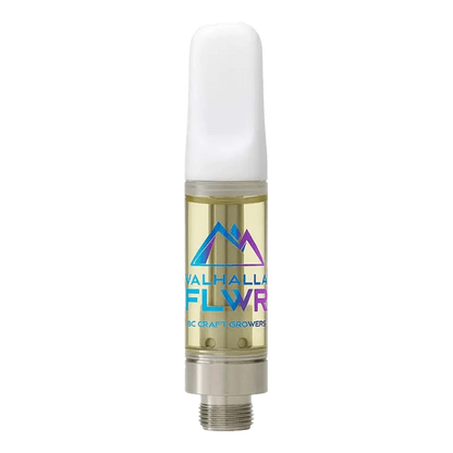 A studio shot displays the Rainbow Lava Cured Resin Vape Cartridge against a stark white background, highlighting its sleek cylindrical form.