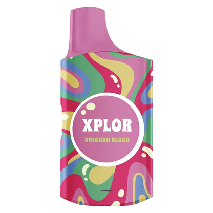 Front view of the Unicorn Blood Disposable Vape with a vibrant, colorful, abstract background.