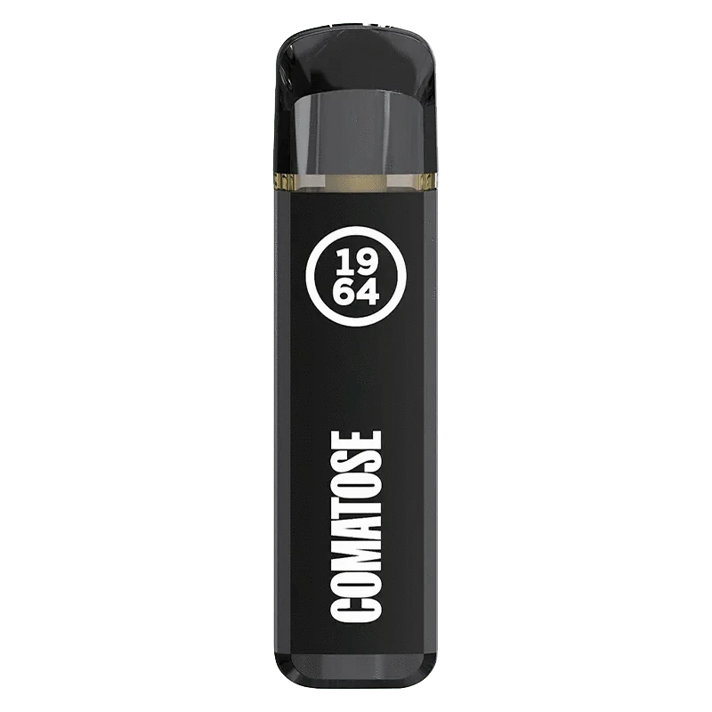 Front view of the Comatose Fse Resin All In One Disposable Vape, showing its sleek, cylindrical shape against a plain white background.