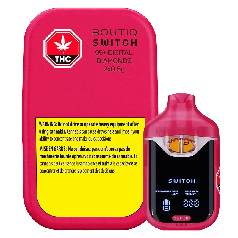 Boutiq 1 g Switch 95+ Digital Diamonds Strawberry Jam/French Toast AIO Disposable Vape Vapes