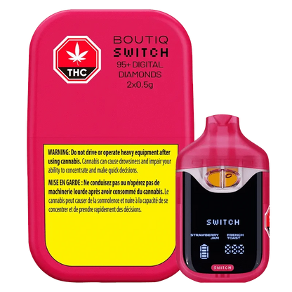 Boutiq 1 g Switch 95+ Digital Diamonds Strawberry Jam/French Toast AIO Disposable Vape Vapes