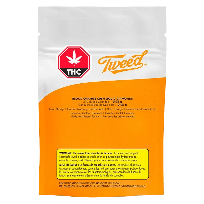 Tweed 0.95 g Blood Orange Kush Liquid Diamonds Vape Cartridge Vapes